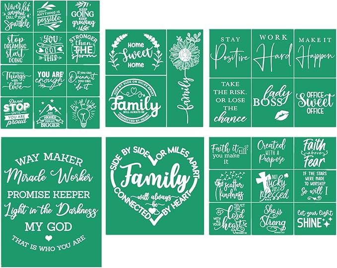 JAJADO Christian Silk Screen Stencils 6 Pcs, Self Adhesive Stencils Religious Reusable Mesh Transfers Faith Bible Inspirational Painting Stencil for Painting on Wood/Shirt/Cup DIY Home Office Decor