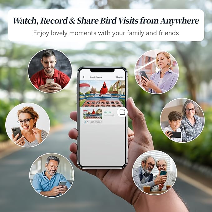 Smart Bird Feeder with Camera Solar Powered, 5GHz/2.4GHz, 2K HD Live View, AI Bird Species Identify, Instant Arrival Alerts, Weatherproof Outdoor Bird Feeder Camera, Best Gift for Bird Lovers