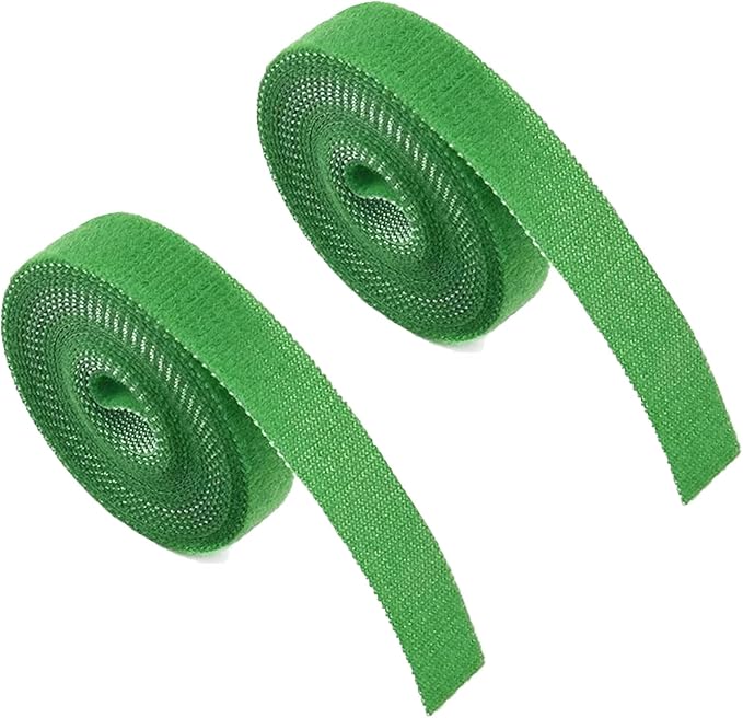IFNOW Hook and Loop Cable Ties Reusable Fastening Tape Garden Tie Strap Plant Supports Gentle on Plants Plant Ties Garden Tape (Green, 0.8''/16FT, 2PCS)
