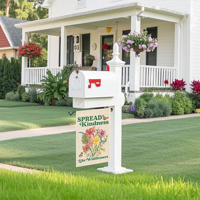 Spread Kindness Like Wildflowers Garden Flag, Funny Floral Yard Sign for Outside, Kindness Lawn Decor, Inclusion Equality Inspirational Human Kind Flags, Welcome Be Kind Yard Sign