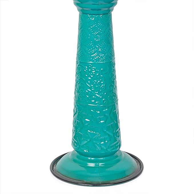 Alpine Corporation ORS112GN Vintage Metal Pedestal Birdbath with Stand, Shallow Bird Bath Bowl for Outside, 28" H, Green