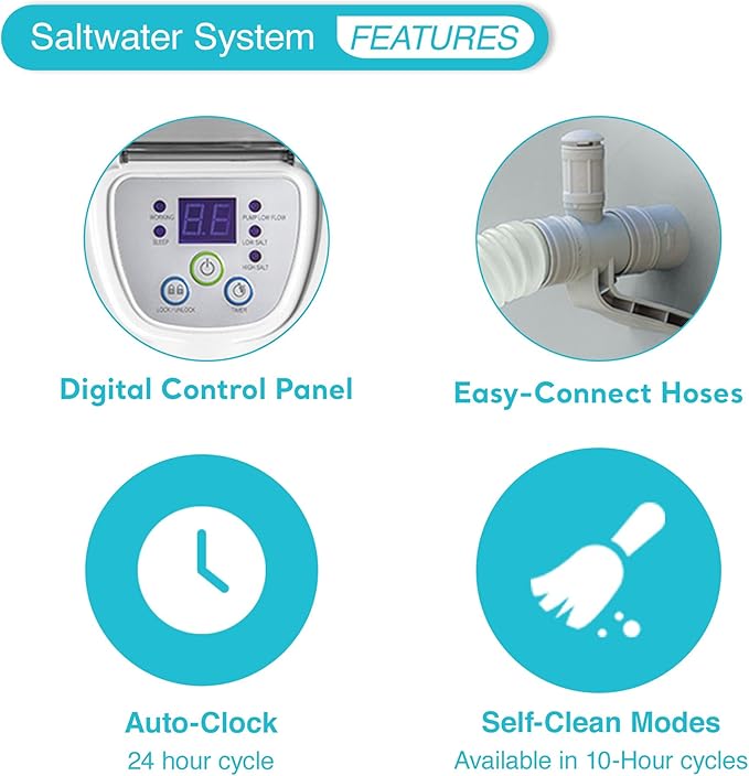 Intex QS200 Krystal Clear Saltwater Chlorine System for Above Ground Pools: Keeps Water Clear – Reduces Chemical Use – Sleek Control Panel with Buttons – Up to 2200 Gallon Pools