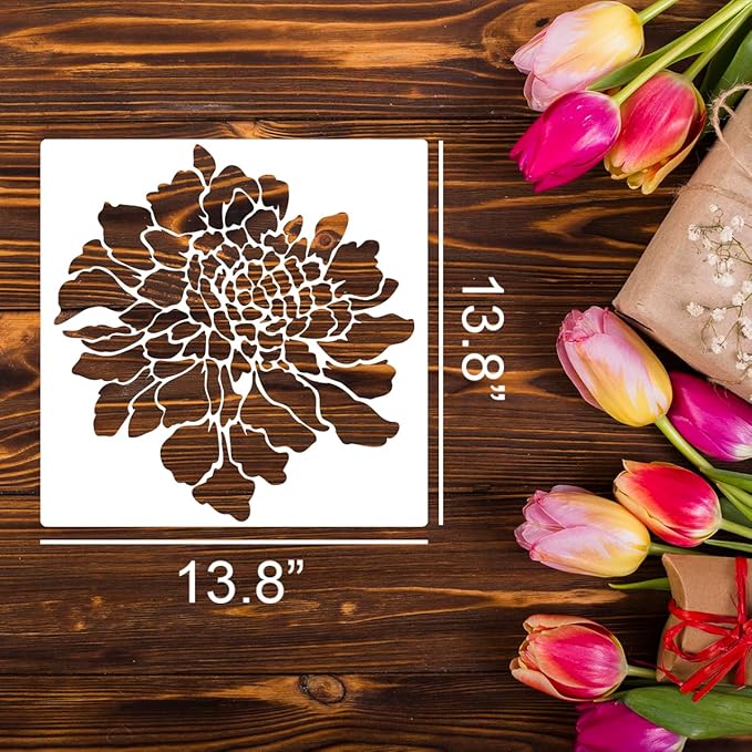 Large Flower Stencils for Walls 14inch Fence Stencil for Outdoors Floral Stencils Reusable Rose Hibiscus Daisy Sunflower Stencil for Wood Wall Furniture Fabrics DIY Decor