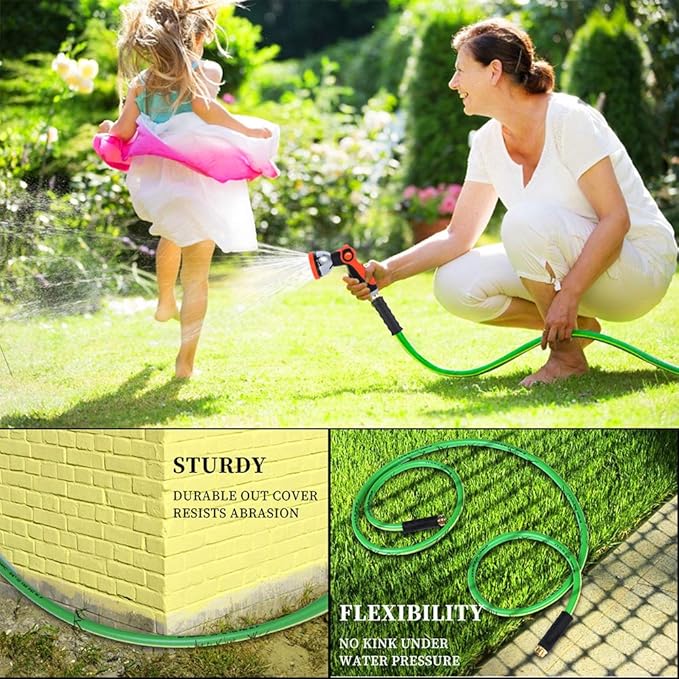 HQMPC Garden Hose 5/8"IDx75' Hose Garden Water Hose Durable PVC Non Kinking Heavy Water Hose with Brass Hose Fittings ((75 FEET) …