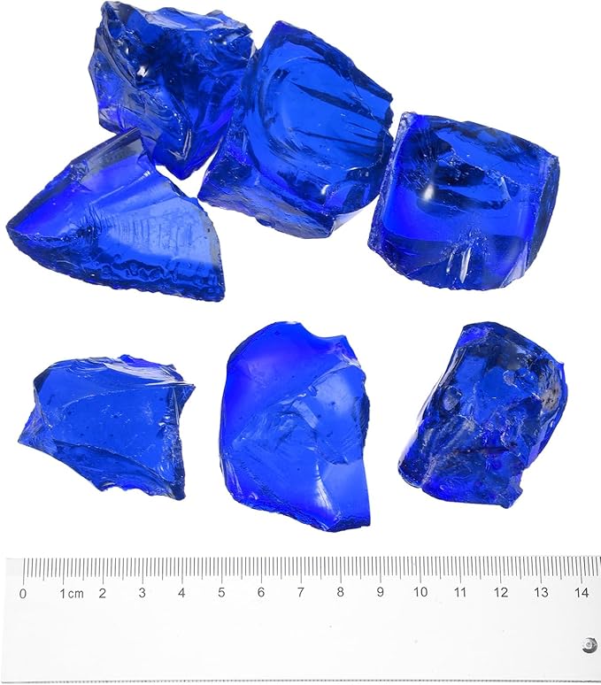 uxcell Fire Glass for Fire Pit, 3-5cm(1-1/5"to 2") High Luster Reflective Glass Rocks for Natural or Propane Fireplace, Safe for Outdoors and Indoors Fire Pit Glass, Ocean Blue, 400g/14oz