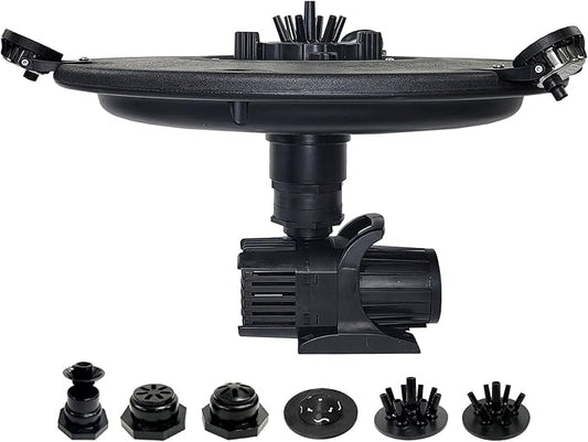 HALF OFF PONDS Floating Fountain – 1/3 HP Pond Aerator, 100' Cord – 5,200 GPH Water Pump – 9 Spray Patterns - White LED Lights – Energy-Efficient - for Ponds & Water Gardens