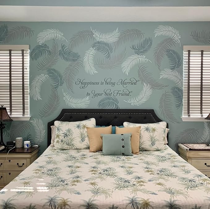 Large Leaf Stencils for Painting on Walls Palm Stencil Tropical Leaves Stencils for Crafts Furniture Wood Fabrics