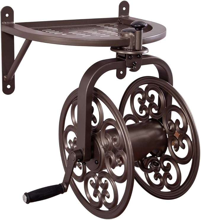 Liberty Garden 710 Navigator Rotating Garden Hose Reel, Holds 125-Feet of 5/8-Inch Hose - Bronze
