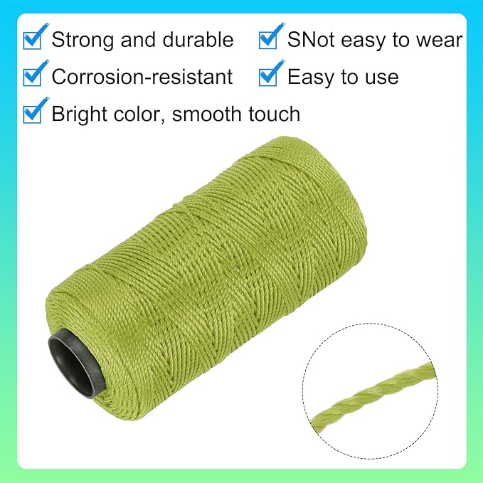 MECCANIXITY Nylon String 3 Strands Twisted Mason Line 1.5mm x 218 Yards Nylon Twine String for DIY Projects, Home Improvement, Gardening, Gift Wrapping, Christmas Party Supplies, Army Green