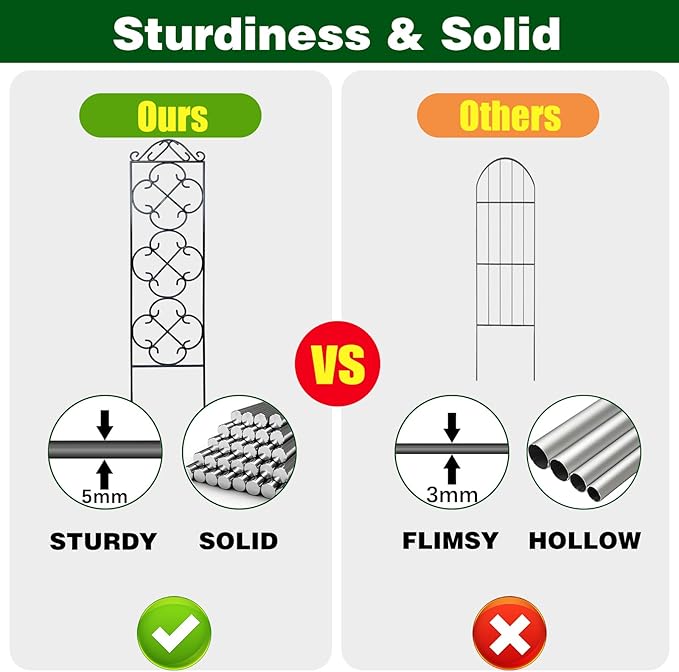 Garden Trellis 4 Pack 56'' H x 14.5'' W Metal Plant Climbing Trellis Suitable for Potted Plants Indoor and Outdoor Climbing Plants Flower Ivy Clematis Black