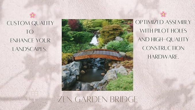SamsGazebos Zen Japanese Style Wood Garden Bridges, 6', Brown