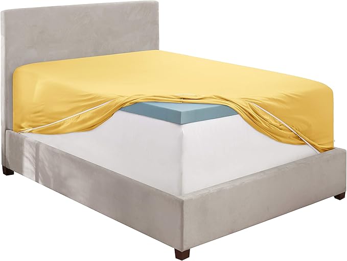 Clara Clark Fitted Sheet Twin Size, Super Soft Twin Fitted Sheet Only Fits up to 16 Inch Mattress - Wrinkle, Fade, Stain Resistant Twin Size Fitted Sheet - Mellow Yellow Fitted Sheet