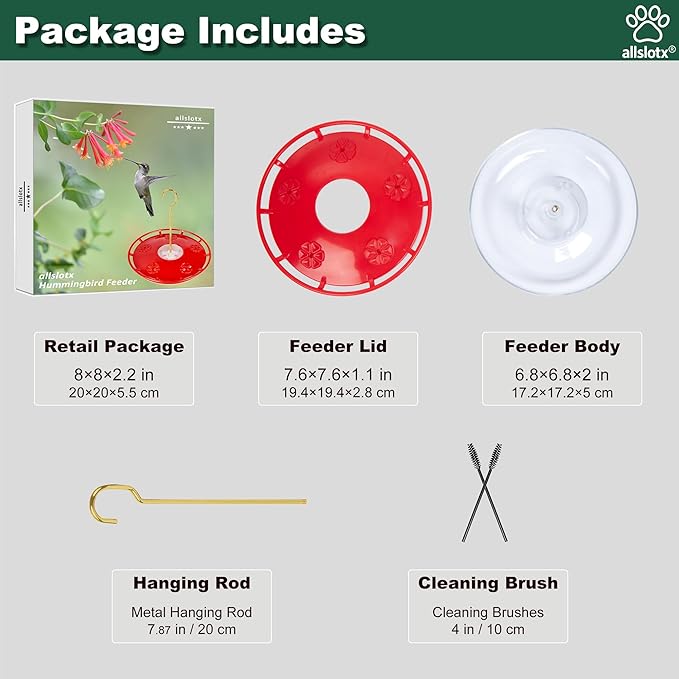 Hummingbird Feeders for Outdoors Hanging, 5 Feeding Ports 16 oz Plastic Hummingbird Feeder, Bee-Proof Leak-Proof No Drip, Easy to Clean with Cleaning Brushes