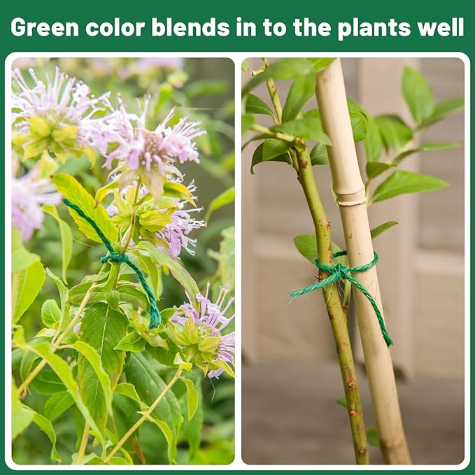 KINGLAKE Green Twine String 2mm Green Jute Twine,Green String Twine for Crafts Wrapping,164 Feet Garden Twine String for Climbing Plants Tomato Holiday Floristry