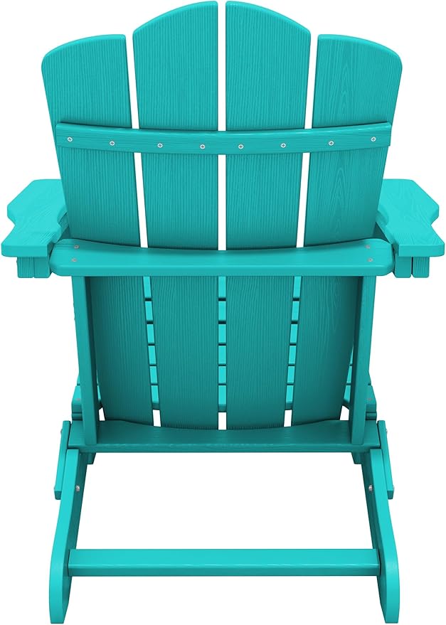 KINGYES Folding Adirondack Chair Set of 2, HDPE All-Weather Folding Adirondack Chair, Aruba