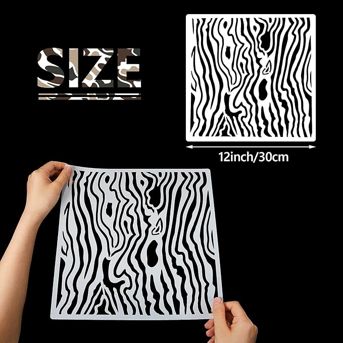 Outus 9 Pieces Camo Print Stencils Camouflage Painting Templates Reusable Grass Pattern Stencils Green Camo for DIY Scrapbooking Painting on Wood Crafts (11.8 x 11.8 Inch)