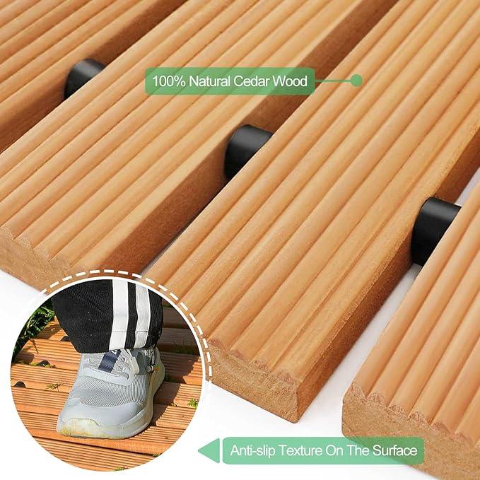 RELIANCER 12' Wooden Garden Pathway,Outdoor Roll Out Cedar Straight Walkway,Patio Path Decorative Garden Boardwalk Walkways,Weather-Resistant Roll Up Beach Wood Road Floor,Wedding Party Pathways
