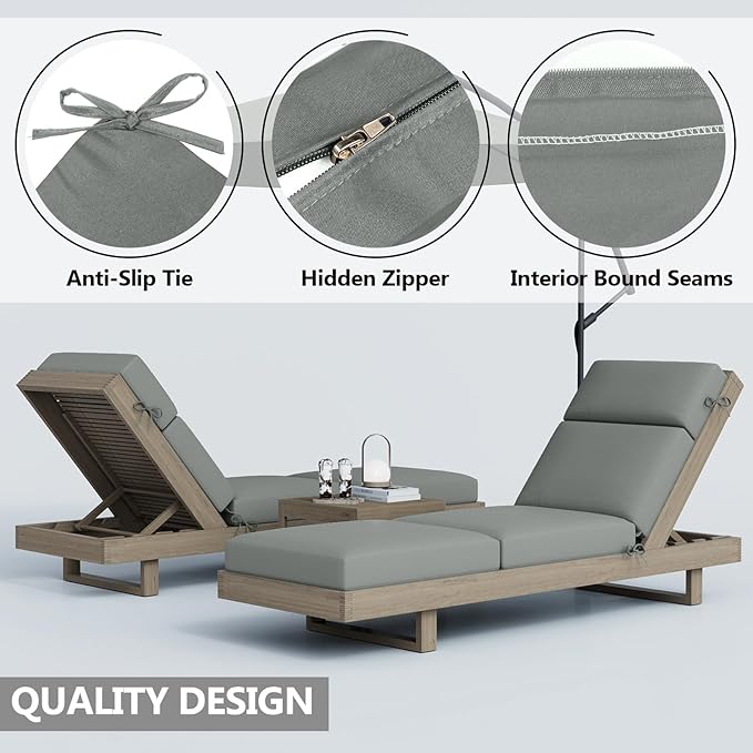 Chaise Lounge Cushions Outdoor, 72 x 21 x 4 Inch Lounge Chair Cushions for Outdoor Furniture - Waterproof Lounge Patio Replacement Cushion, 4In Fade-Resistant ThickPatio Chaise Lounge Cushion