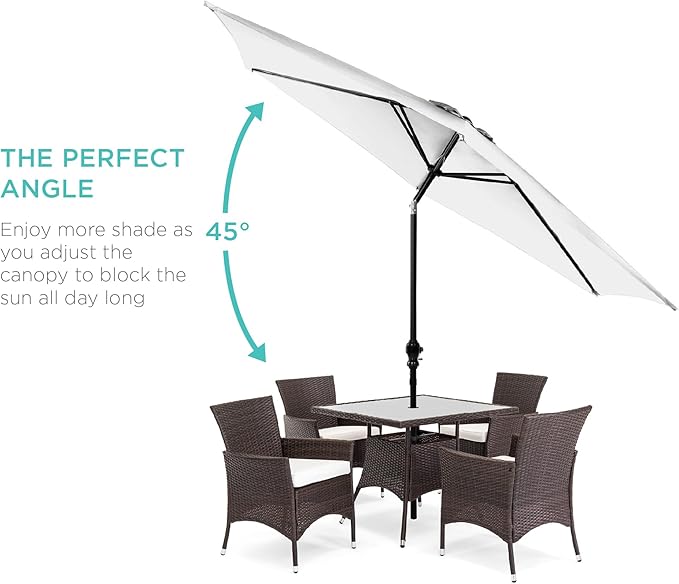 Best Choice Products 10ft Outdoor Steel Polyester Market Patio Umbrella w/Crank, Easy Push Button, Tilt, Table Compatible