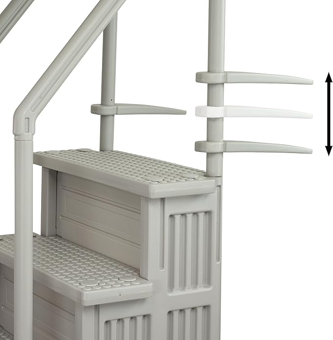 Aqua Select Anti-Slip in-Pool Steps | Cloud Grey/Grey Steps | for Above Ground Swimming Pools | Can Mount to Decks 48" to 54" H | Safety Stairs Capacity Up to 350 lbs