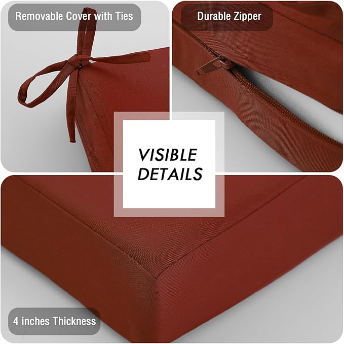 idee-home Outdoor Cushions for Patio Furniture, Outdoor Seat Cushion, Waterproof Couch Hampton Bay Deep Seat Replacement Chair Cushions for Garden Lawn Backyard Deck, 26.5 x 26.5