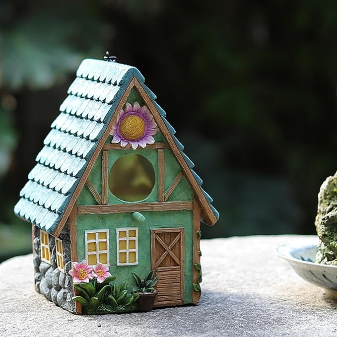 WUWEOT Garden Bird House for Outdoors, Clearance Hanging Bird Nest, Colorful Decorative Cute Resin Birdhouses for Outside Indoors Garden Backyard Decor, Gift for Bird Lovers