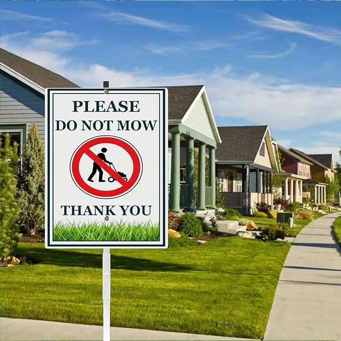 Do Not Mow Lawn Signs With Stakes Rustproof Reflective Aluminum No Mow May Do Not Mow Sign for Yard Stand Outdoor Decor 8x12 In