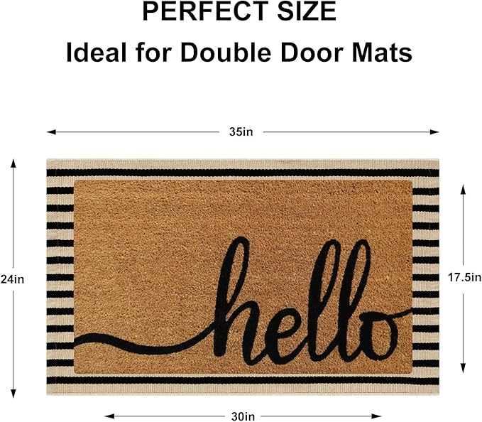 Black and Tan Outdoor Rug 24"x35", Washable Reversible Striped Front Door Mat,Cotton Hand-Woven Layered Door Mats Farmhouse Throw Rugs for Entryway Porch Decor Home Entrance