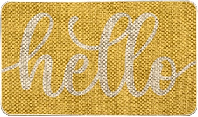 Artoid Mode Yellow Hello Spring Doormat, Summer Home Decor Low-Profile Switch Rug Door Mat Floor Mat for Indoor Outdoor 17x29 Inch