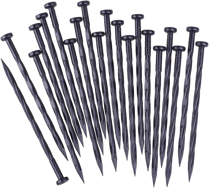 50PCS Landscape Anchoring Spikes, 8 Inch Spiral Plastic Landscape Spikes for Garden Lawn Yard, Paver, Weed Barrier, Artificial Turf