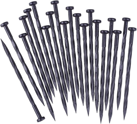 300PCS Spiral Landscape Anchoring Spikes, 8 Inch Landscape Spikes,Nylon Landscape Anchoring Spike for Garden Lawn Yard,Paver,Weed Barrier,Artificial Turf (8in-300 Count)