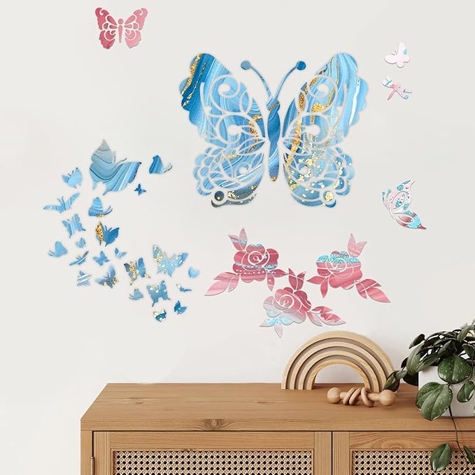 8 Pcs Large Flower Stencils for Painting, 9.84 X 9.84 Inch Flower Stencils for Crafts Reusable, Wood and Wall Stencils for Painting Large Pattern, DIY Templates Holiday Wall Paper (B)