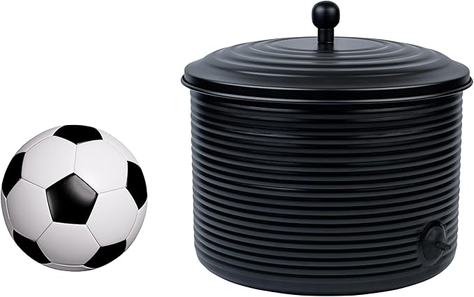 Garden Hose Holder Storage Pot with Lid Antique Ribbed | Water Hose Container Pot Outdoor or Indoor Use | Expandable Water Hose Hider Metal | Holds 125 ft Hose