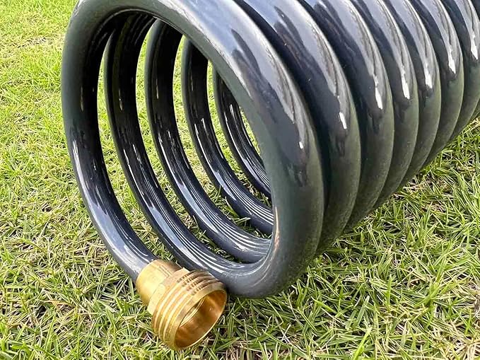 SANFU PU Recoil Garden Water Hose 3/8"ID(9.5 x 12.7mm) x 15ft Premium with 3/4"Inch Brass Fittings Retractable, Outdoor Patio Hose Marine&Boat, Gray(15')
