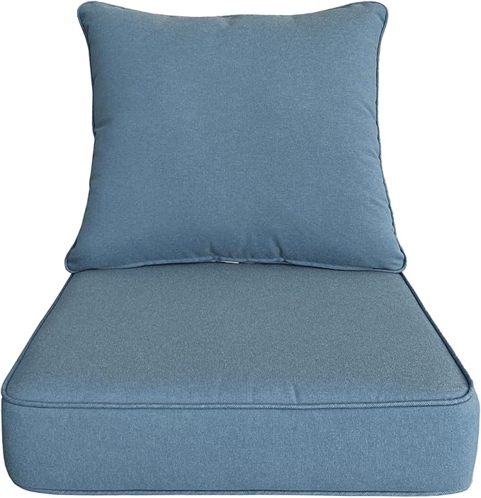 Goodgoods 24x24 inch Outdoor/Indoor Deep Seat Patio Cushion Set of 1 Resilient Foam Filling Water Repellent Stain-Resistant UV Resistant Weather Resistant Deep Seat Bottom Light Blue