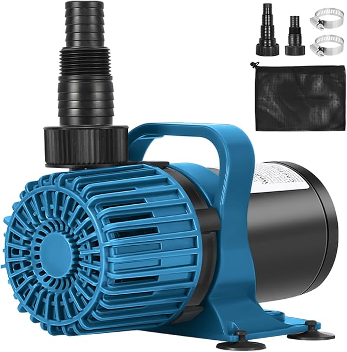 3000GPH Submersible Pond Pump for Outdoor Ponds, 180° Adjustable Outlet, 150W Fountain Pump with 20ft Cord & Barrier Bag, Pond Waterfall Pump, Ultra-Quiet Operation, UL listed