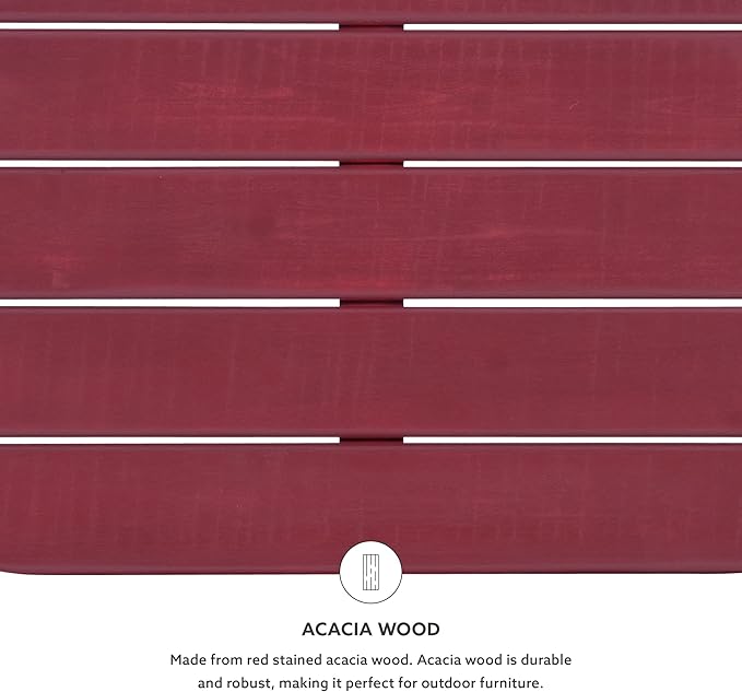Linon Jayde Adirondack Coffee Table, Red, 21.06D x 38.39W x 3.94H in