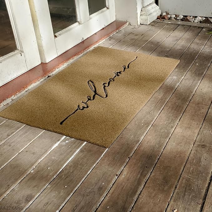 AAZZKANG Welcome Mats Outdoor with Non Slip Rubber Backing Easy to Clean Outdoor Indoor Doormat for Front Door High Traffic Areas Entrance Large