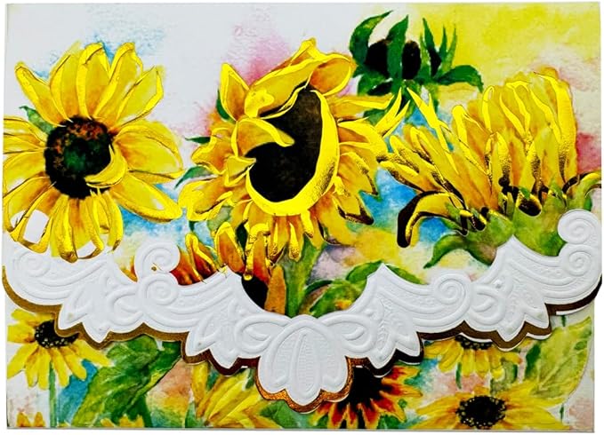 Poster Foundry Set of 3 - Sunflower Boxed Note Cards by Carol Wilson. 10 embossed 4x5 Die-Cut Notecards and Matching Envelopes in Decorative Gift Box with Magnetic Flap. NCP2435