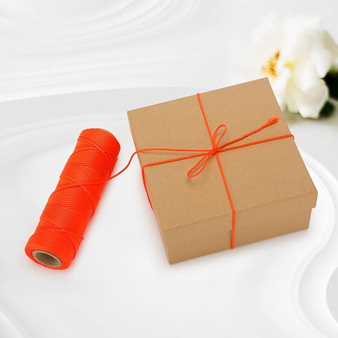 KINGLAKE Orange Mason Line, Nylon Twine, #18 Braided Durable Nylon Twine for Garden, Masonry, 300 Feet Fluorescent Orange Construction String, DIY Crafts Decor