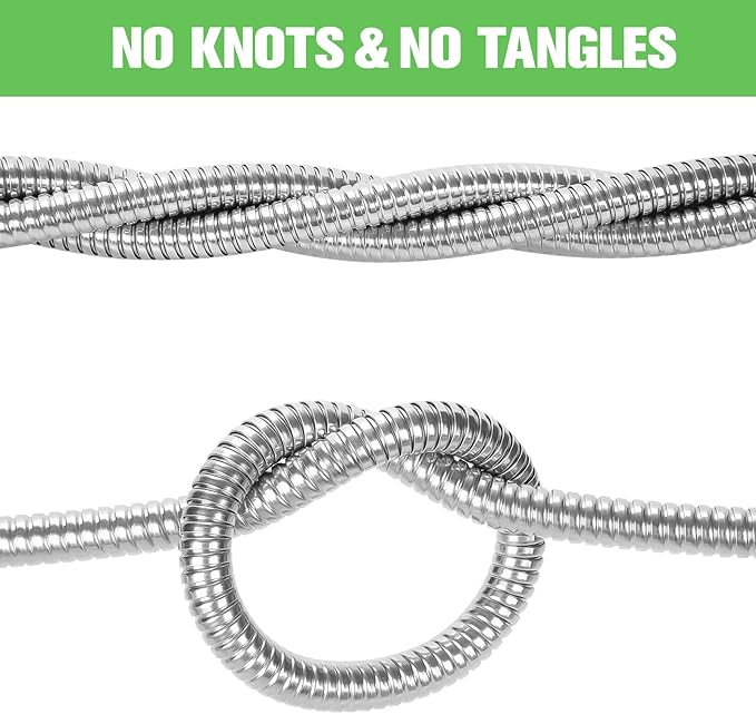 Metal Garden Hose 25ft Stainless Steel Metal water Hose Super Tough & Flexible Water pipe Lightweight, Crush Resistant Aluminum Fittings, Kink & Tangle Free, Rust Proof