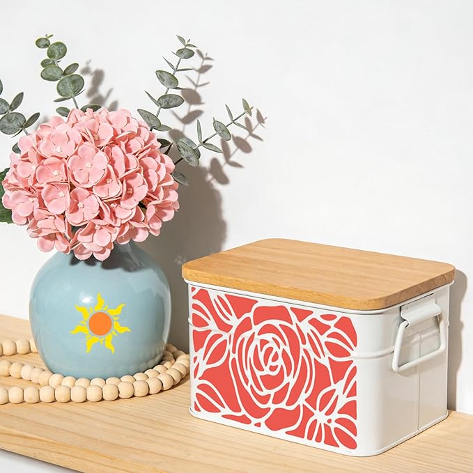 8 Pcs Reusable Mixed Painting Stencils, 11x7 Inch Wood Grain Flower Geometric Border Templates for for Painting on Wood Floor Wall Furniture Canvas DIY Home & Garden Decor