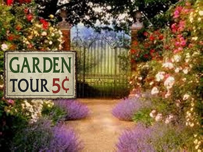 Garden Tin Sign Outdoor Gardening Metal Signs, Garden Tours 5 Cents, Retro Hummingbird Welcome Sign Decorative Flower Sign Cute Signs Vintage Secret Decor Farm Home Decor Wall Personalized 12×8 Inch