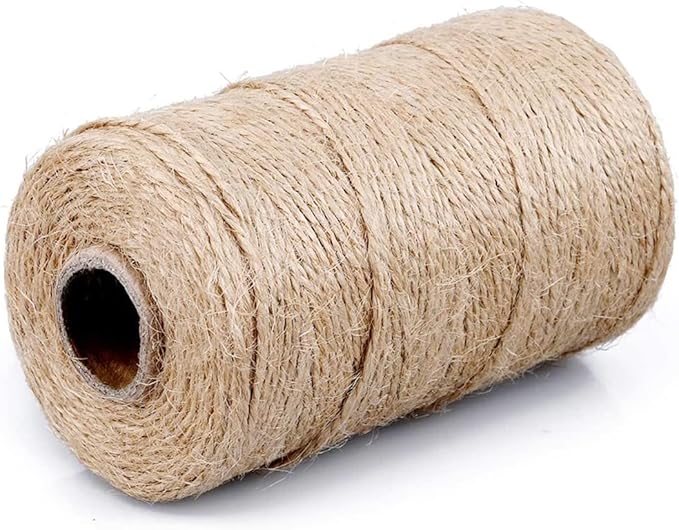 SMART&CASUAL 2mm Natural Jute Twine String Thin for Craft Plant Garden Gift Wrapping Christmas Handmade Art Decoration Packing String Home Art Decoration (Brown) (328 Ft (100M))