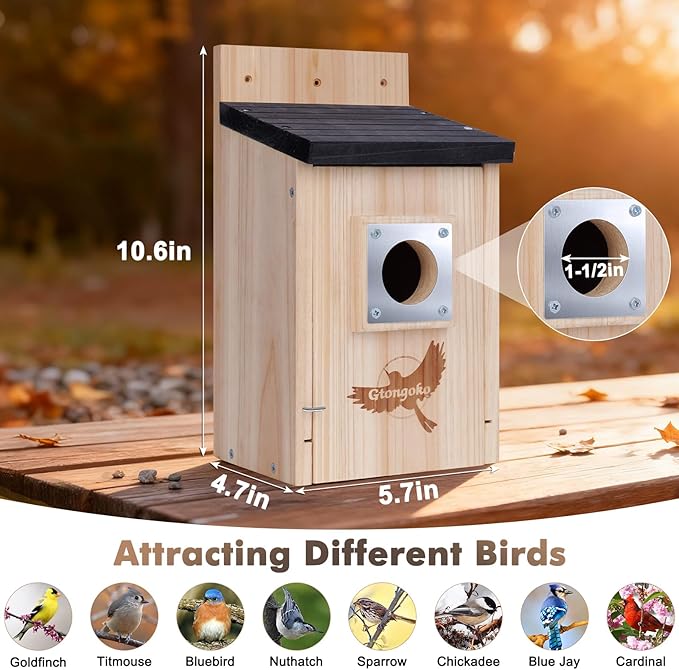 Gtongoko 2 Pack Bird Houses for Outside Clearance with Metal Predator Guard Blue Birdhouses for Outdoors Nesting Box for Cardinals Swallows Finches Chickadee Assembly Required