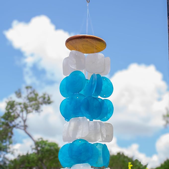 Solange & Frances Capiz Shell Wind Chimes for Outside - Elegant Wind Chimes for House Decor and Patio Decor, Unique Birthday Gifts for Women, Valentines Day Gifts, Sympathy Gift