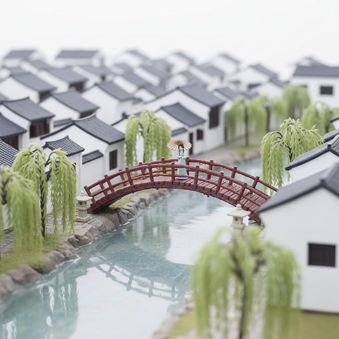 LOGOFUN Miniature Arch Bridge Mini Bonsai Figurine Tiny Plastic Chinese Bridge Model for DIY Craft Micro Landscape Plant Pot Decoration - 3.5 * 1.1in