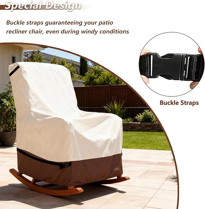 Outdoor Rocking Chair Covers,600D Heavy Duty Waterproof Outdoor Chair Covers,Outdoor Furniture Covers for All Weather Protection