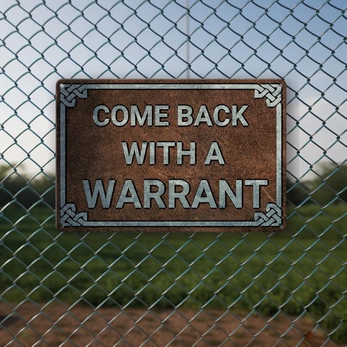 Vintage-Style Metal Tin Sign - Humorous Come Back with a Warrant Retro Art Poster, Funny Wall Decoration for Home, Kitchen, Bedroom, Man Cave with Distressed Finish, Durable Construction, 12inx8 inch