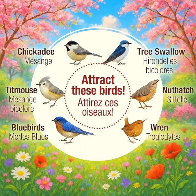 2PK Cedar Bluebird House, Wooden Bird House for Outside, 1.5" Entrance Hole Size, Stainless Steel Entrance Hole Protector, Silver Metal Roof, Colorful Garden Decorative (Green+Blue) Updated Version